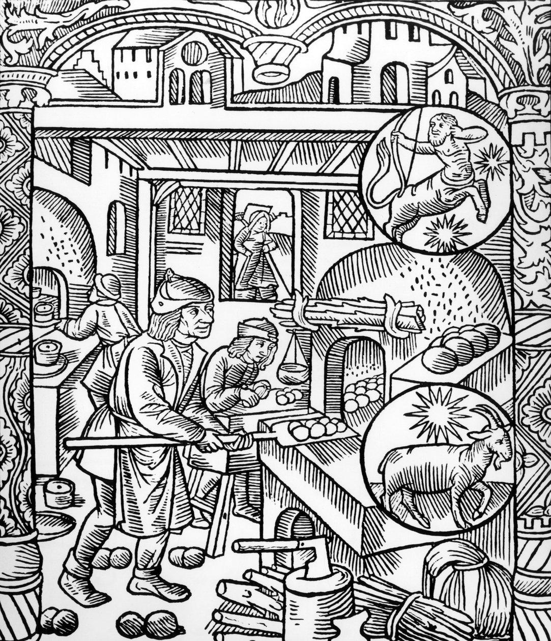 Sagitario y Capricornio (grabado) de Pierre Le Rouge