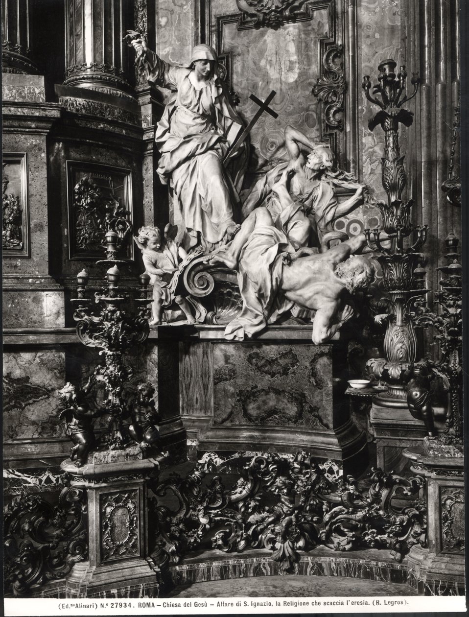 El Altar de San Ignacio de Loyola, detalle de la Victoria de la Verdad Católica sobre la Herejía de Pierre Legros