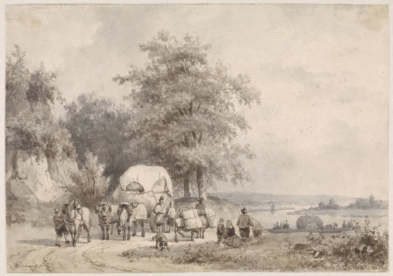 Paisaje con carro de heno de Pierre Louis Dubourcq