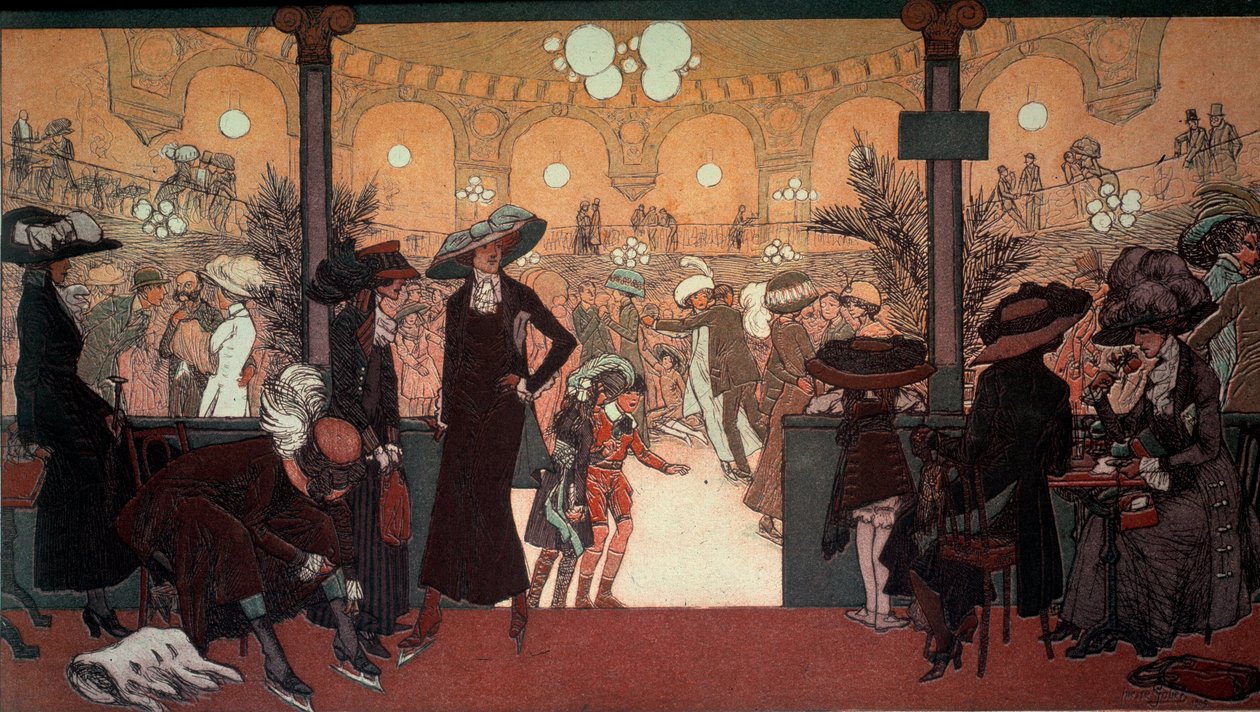 El Palais des Glaces: Vista del interior del Palais des Glaces en los Campos Elíseos de París: la pista de patinaje. Obra de Pierre Gatier (1878-1944) Colección privada de Pierre Louis Gatier