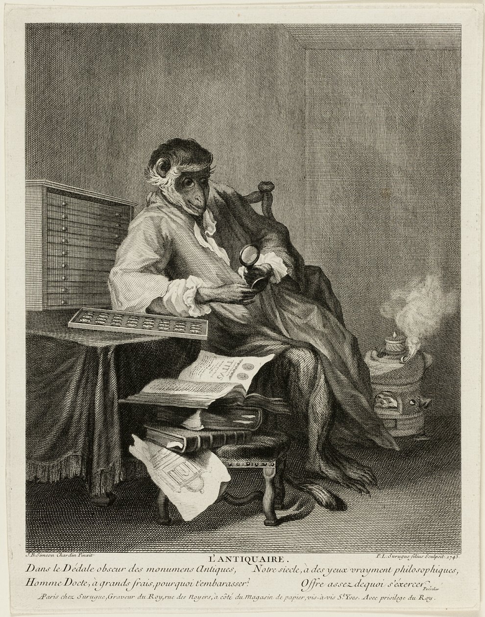 El mono anticuario de Pierre Louis de Surugue