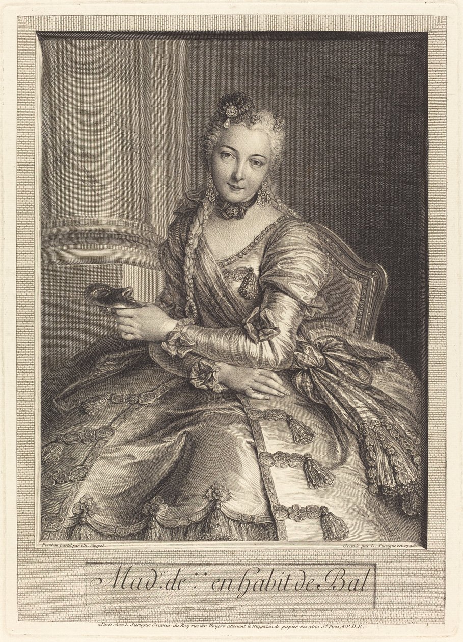 Mme. de M ... en traje de baile de Pierre Louis de Surugue after Charles Antoine Coypel