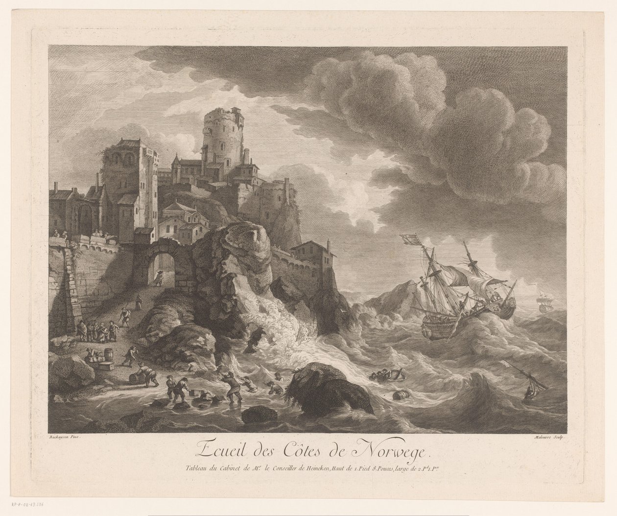 Costa de Noruega con marineros lavados Ecueil des Côtes de Norway (título sobre objeto) de Pierre Maloeuvre
