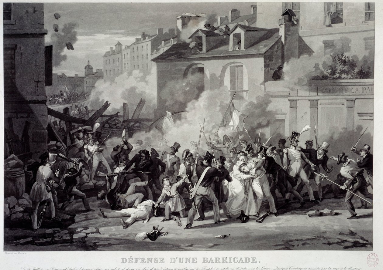 Defensa de una barricada durante la Revolución de Julio (29 de julio) de Pierre Martinet