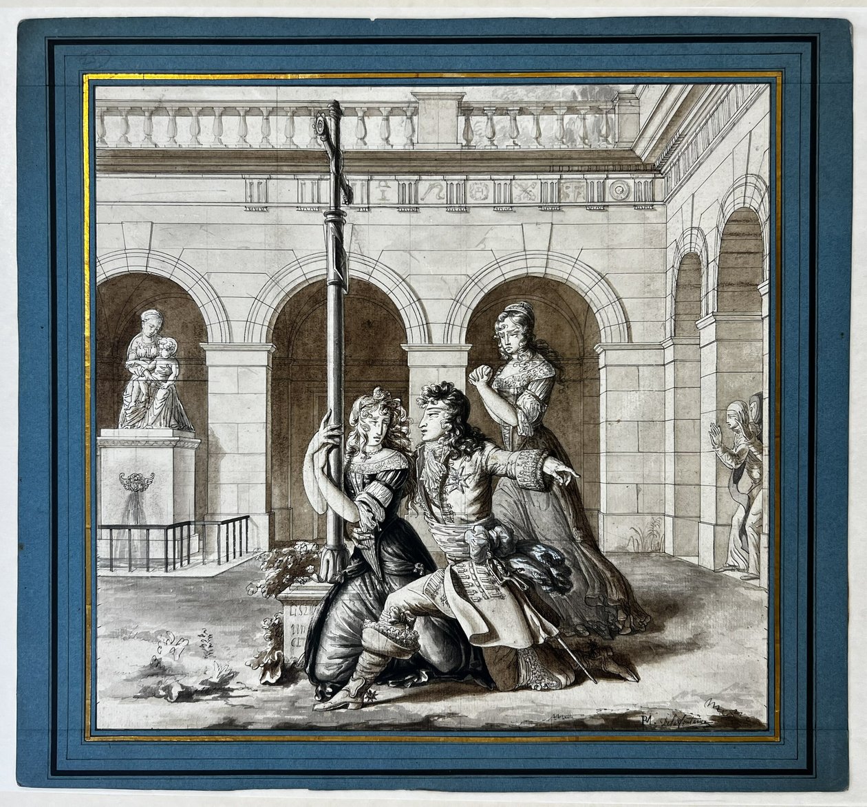 Luis XIV suplicando a Luisa de La Vallière en el convento carmelita de Chaillot de Pierre Maximilien Delafontaine