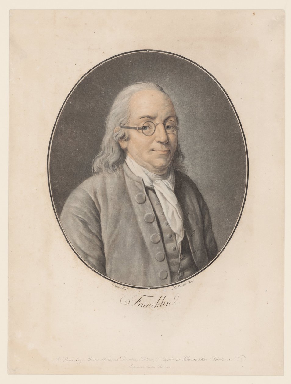 Retrato de Benjamín Franklin Franklin (título sobre el objeto) Colección de grandes hombres (título de la serie) de Pierre Michel Alix