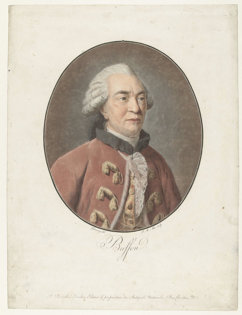 Portret van Georges Louis Leclerc graaf van Buffon Buffon (título sobre objeto) Colección de grandes hombres (título de la serie) de Pierre Michel Alix