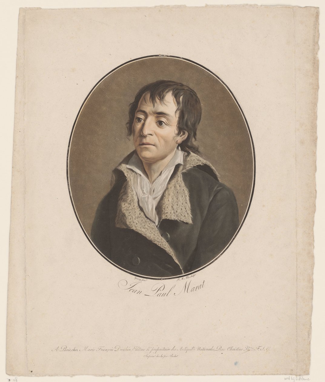 Retrato de Jean Paul Marat Jean Paul Marat (título sobre objeto) Colección de grandes hombres (título de la serie) de Pierre Michel Alix