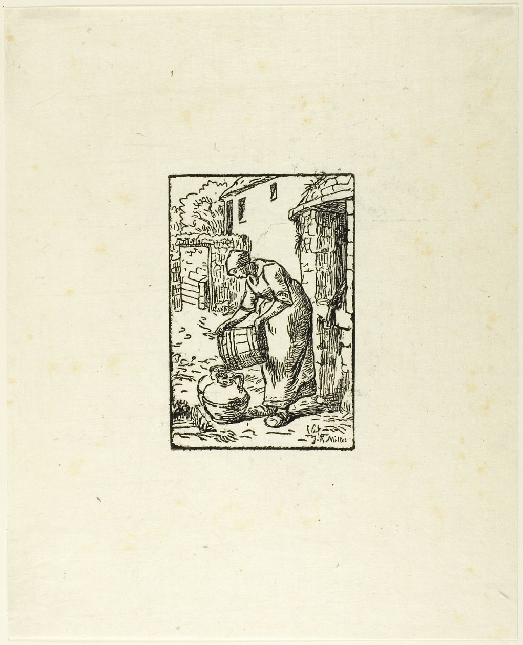 Mujer llenando regaderas de Pierre Millet