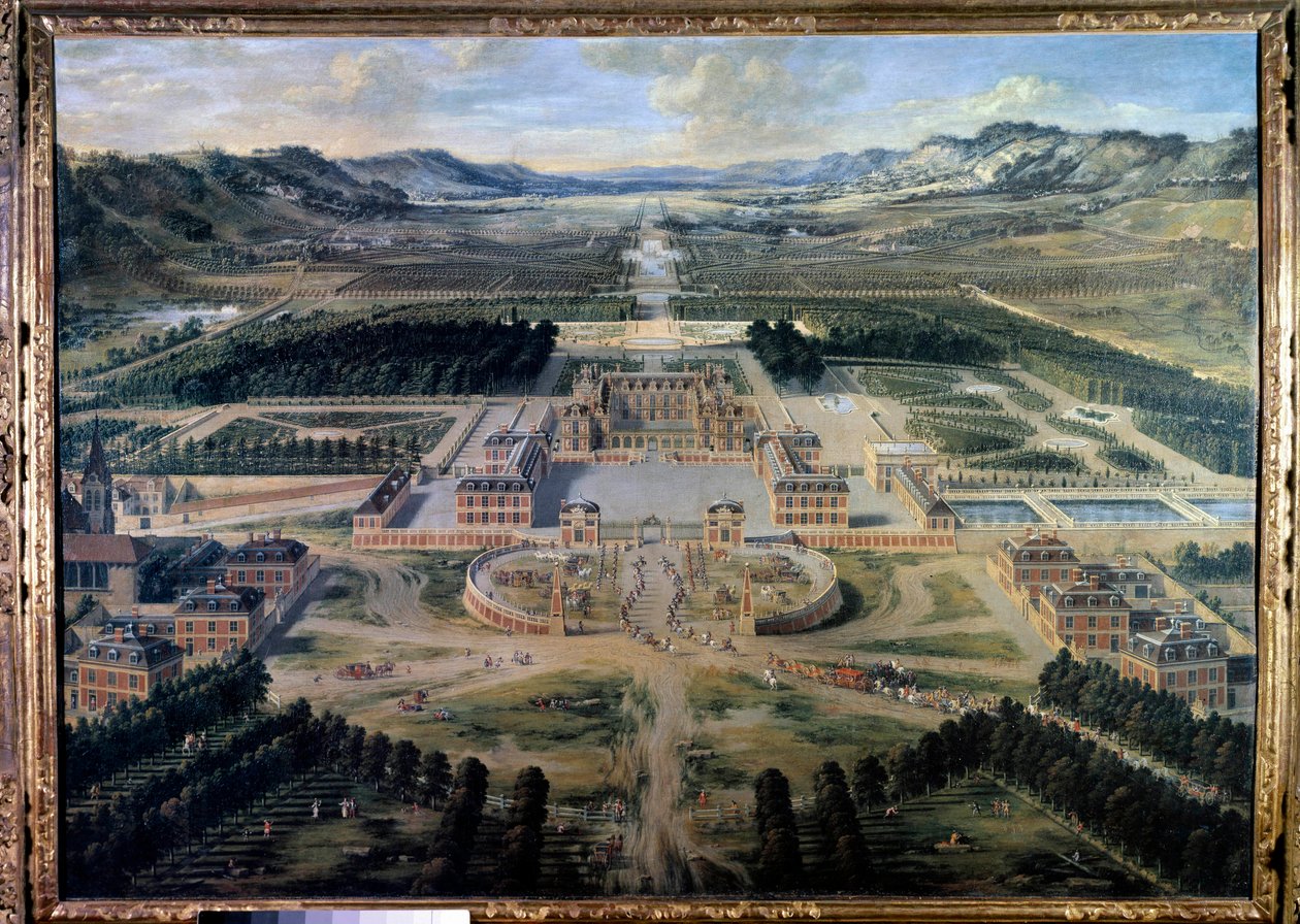 Vista del castillo y los jardines de Versalles, tomada desde la avenida de París en 1668 (óleo sobre lienzo) de Pierre Patel
