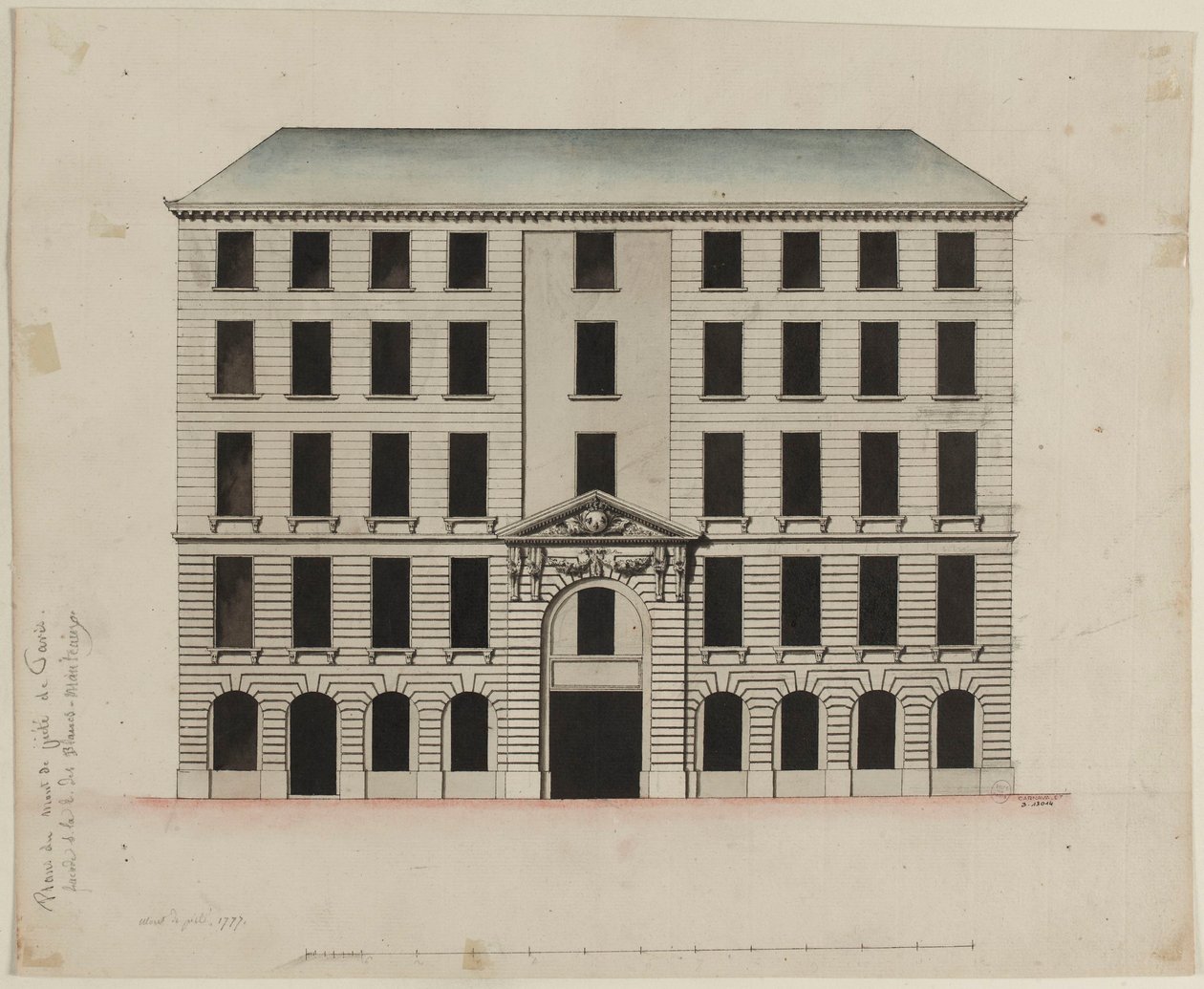 Fachada del Mont-de-Piété en la calle Blancs-Manteaux de Pierre Payen