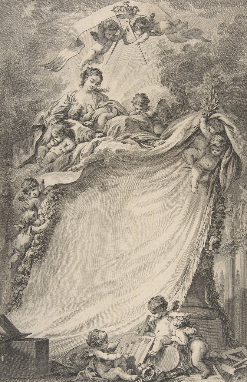 Diploma de los masones de Burdeos, después de François Boucher de Pierre Philippe Choffard