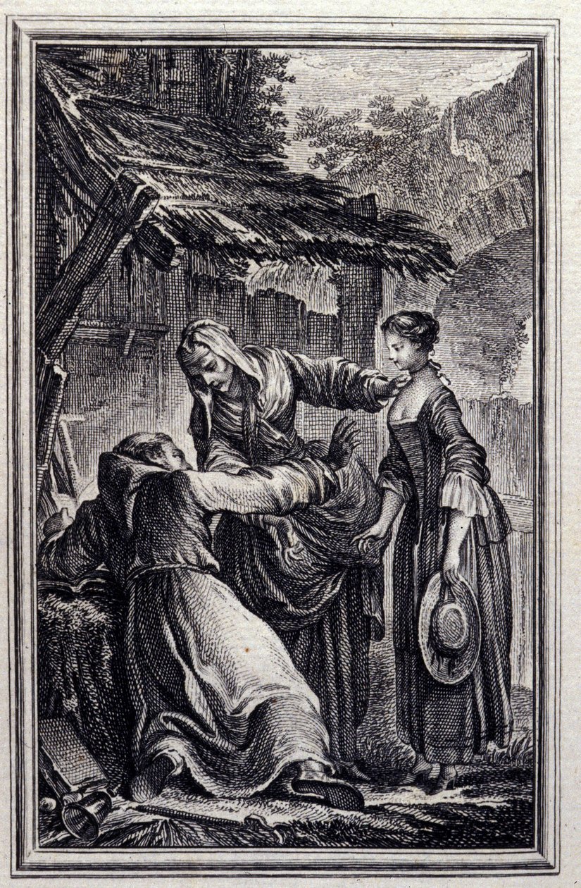 El ermitaño - en "Cuentos y nuevas en verso" de Jean La Fontaine. 1776. Ilustración de P.P. Choffard de Pierre Philippe Choffard