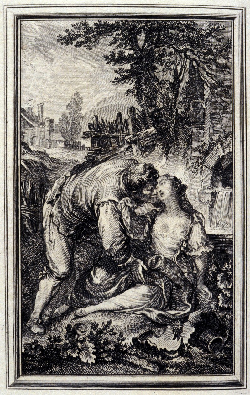 La jarra. En “Cuentos y nuevas en verso” de Jean La Fontaine. 1776. Ilustración por P.P. Choffard. de Pierre Philippe Choffard