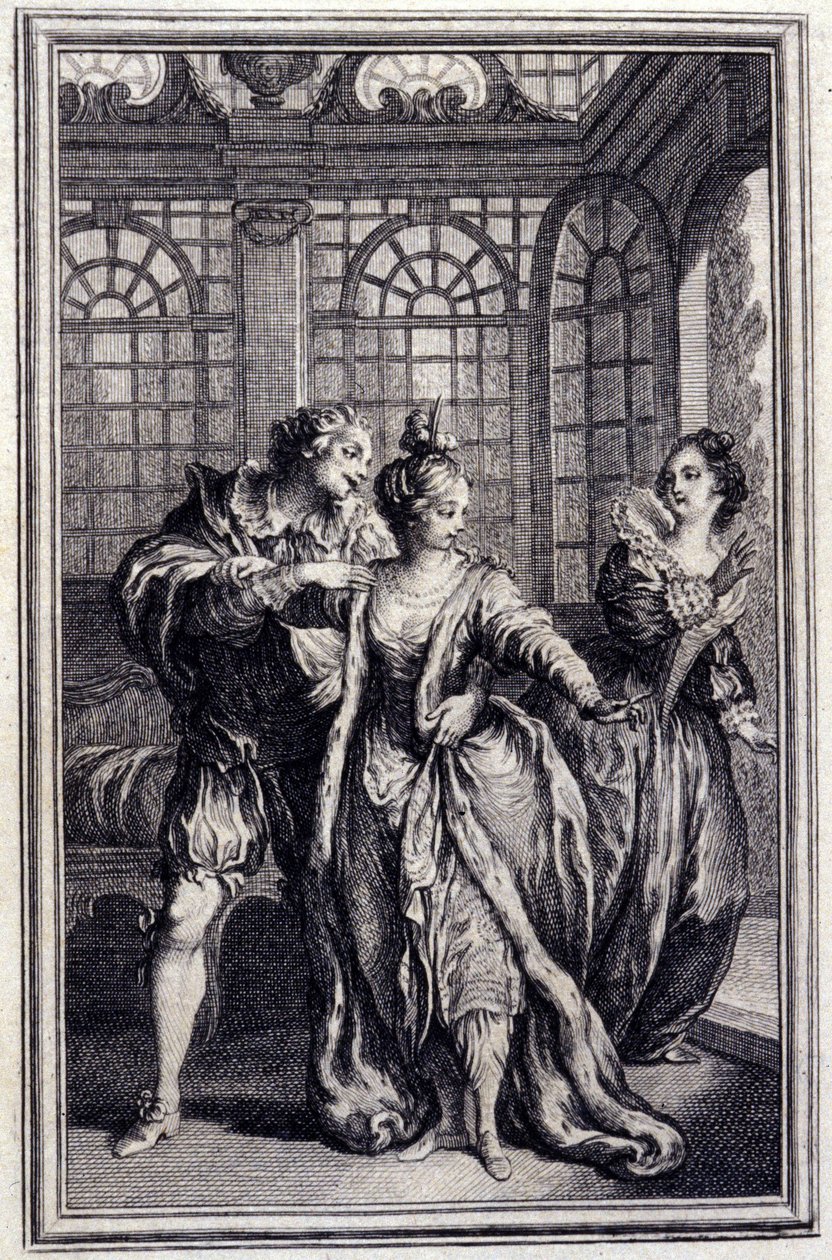 La prometida del rey de Garbe - en “Cuentos y nuevas en verso” de Jean La Fontaine. 1776. Ilustración de P.P. Choffard de Pierre Philippe Choffard