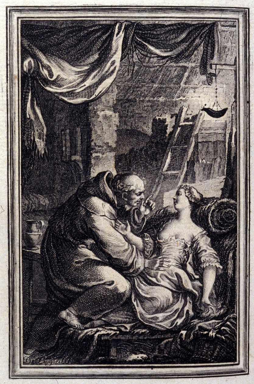 El diablo en el infierno. En “Cuentos y nuevas en verso” de Jean La Fontaine. 1776. Ilustración por P.P. Choffard. de Pierre Philippe Choffard