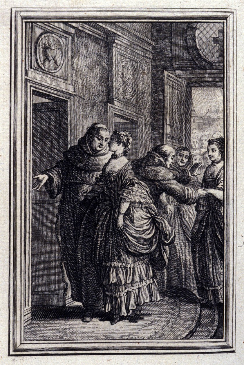 Les Freres de Catalunya - en “Cuentos y nuevas en verso” de Jean La Fontaine. 1776. Ilustración de P.P. Choffard de Pierre Philippe Choffard