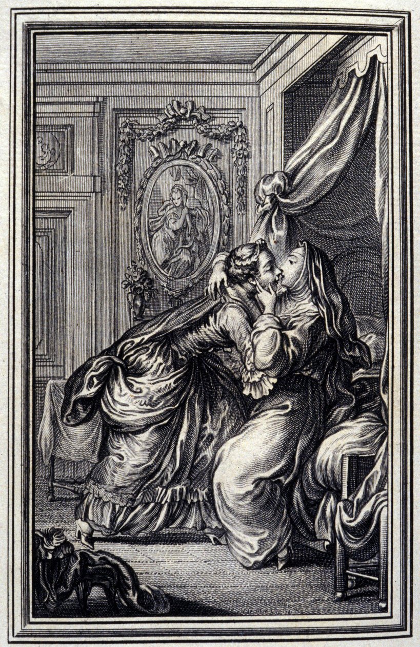 La costurera. En “Cuentos y nuevas en verso” de Jean La Fontaine. 1776. Ilustración por P.P. Choffard. de Pierre Philippe Choffard