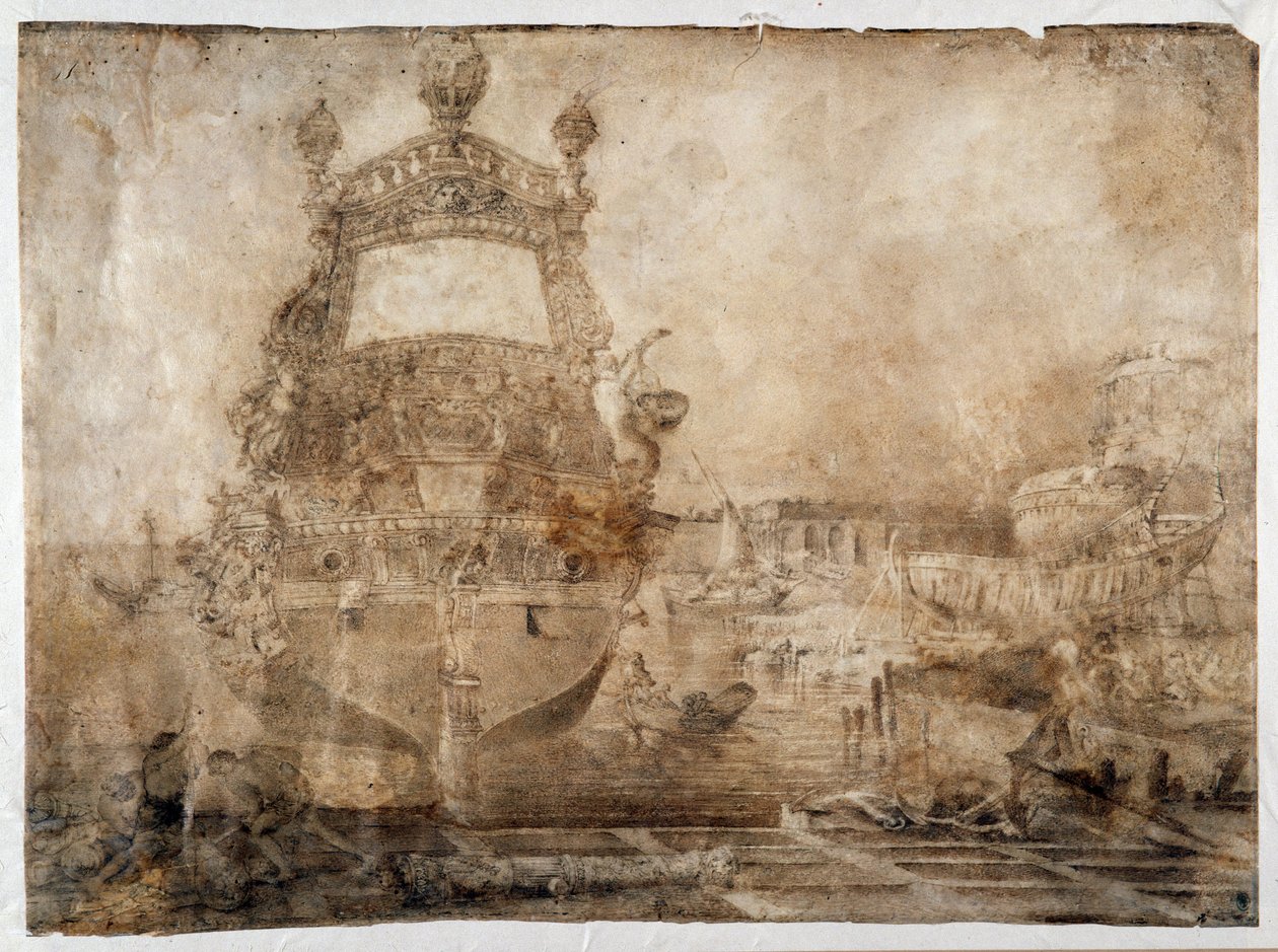 Armando un barco cerca de un astillero de Pierre Puget