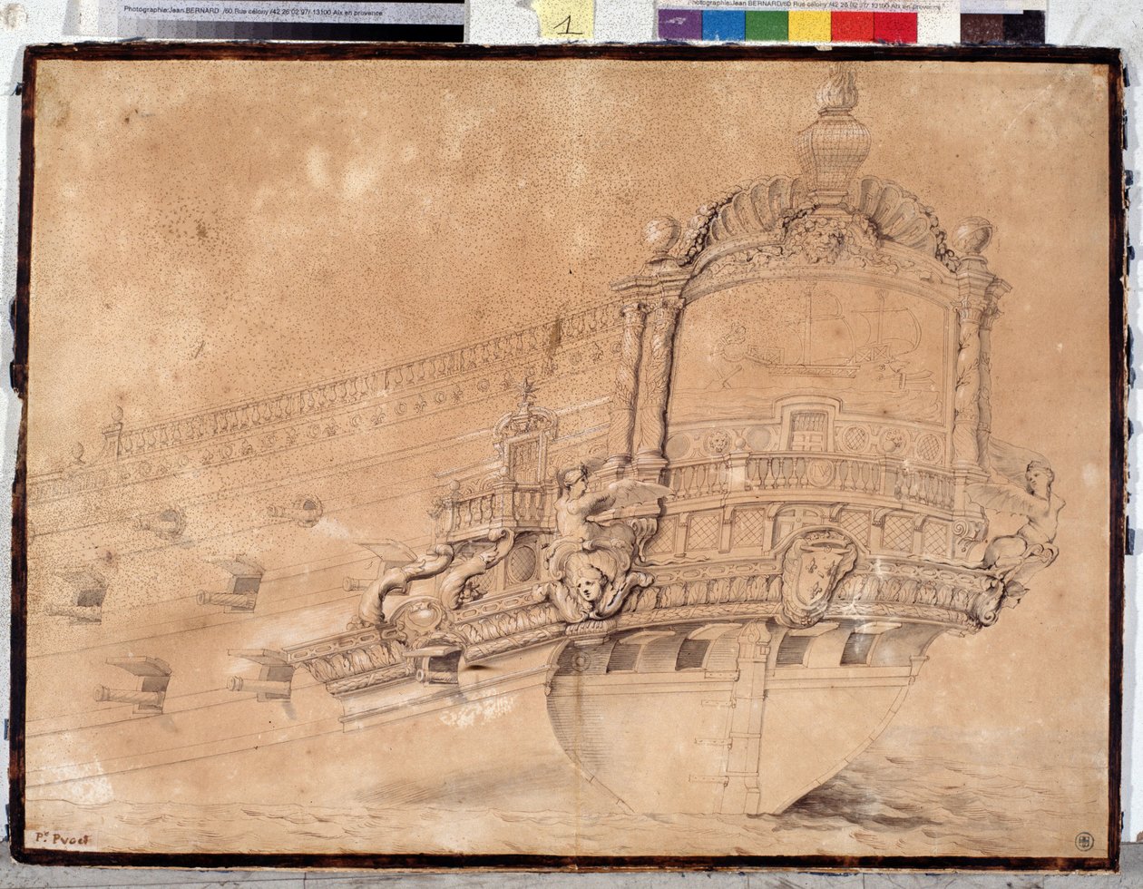 Parte trasera del barco “París” de Pierre Puget