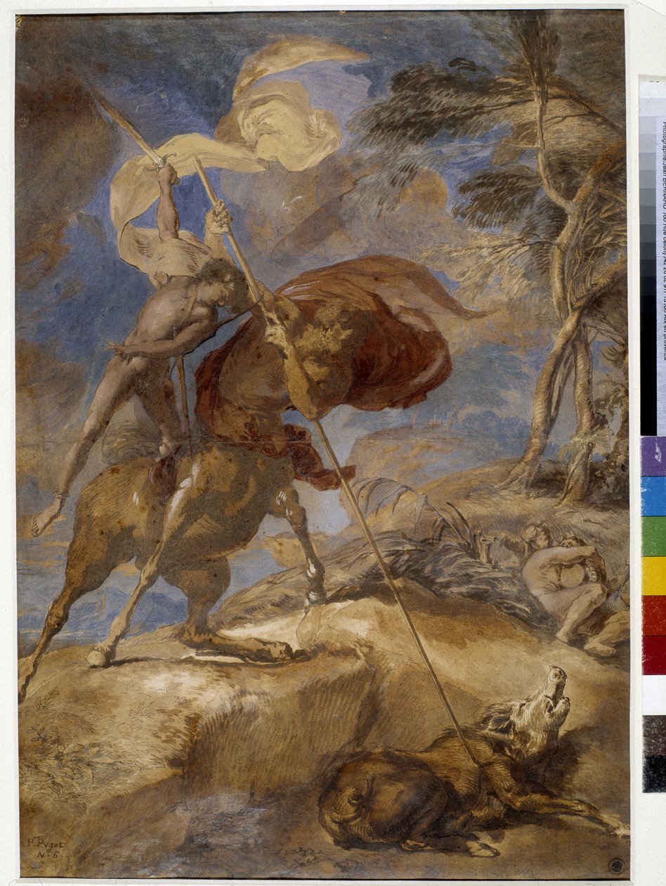 Boceto de "La Educación de Aquiles por el Centauro Quirón" de Pierre Puget