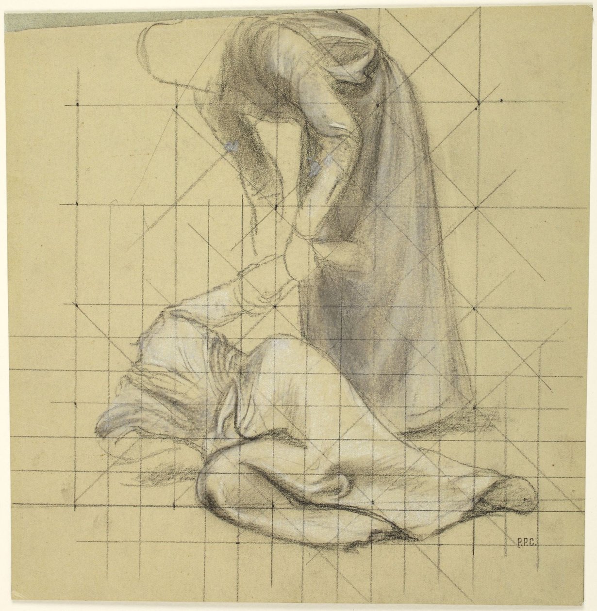 Figura que levanta a otra figura caída, estudio para la serie «La vida de Santa Genoveva», París, Panteón de Pierre Puvis de Chavannes