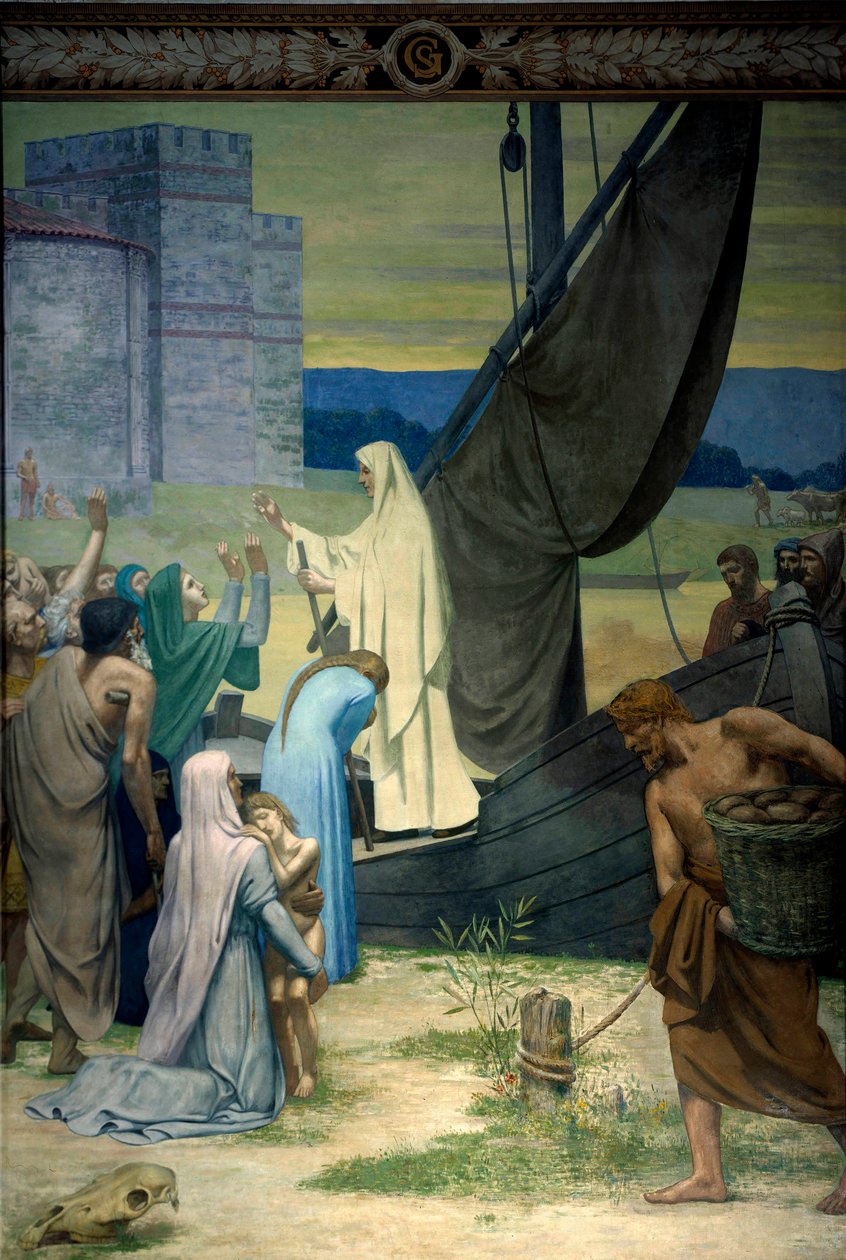 Santa Genoveva suministrando a los parisinos sitiados por el ejército de Atila, rey de los hunos de Pierre Puvis de Chavannes