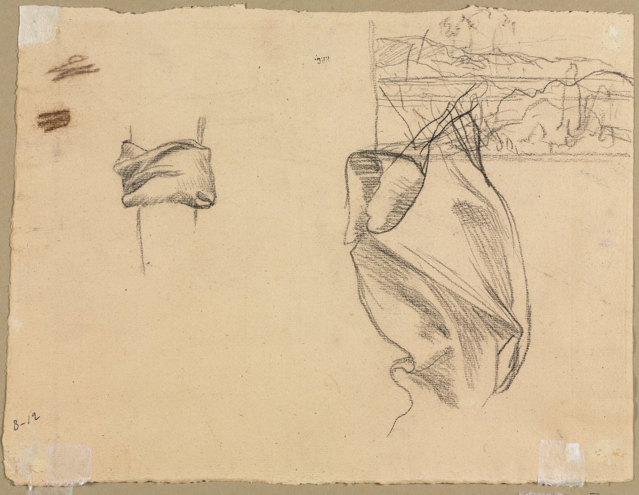 Estudios de cortinaje y Estudio de un paisaje (verso) de Pierre Puvis de Chavannes
