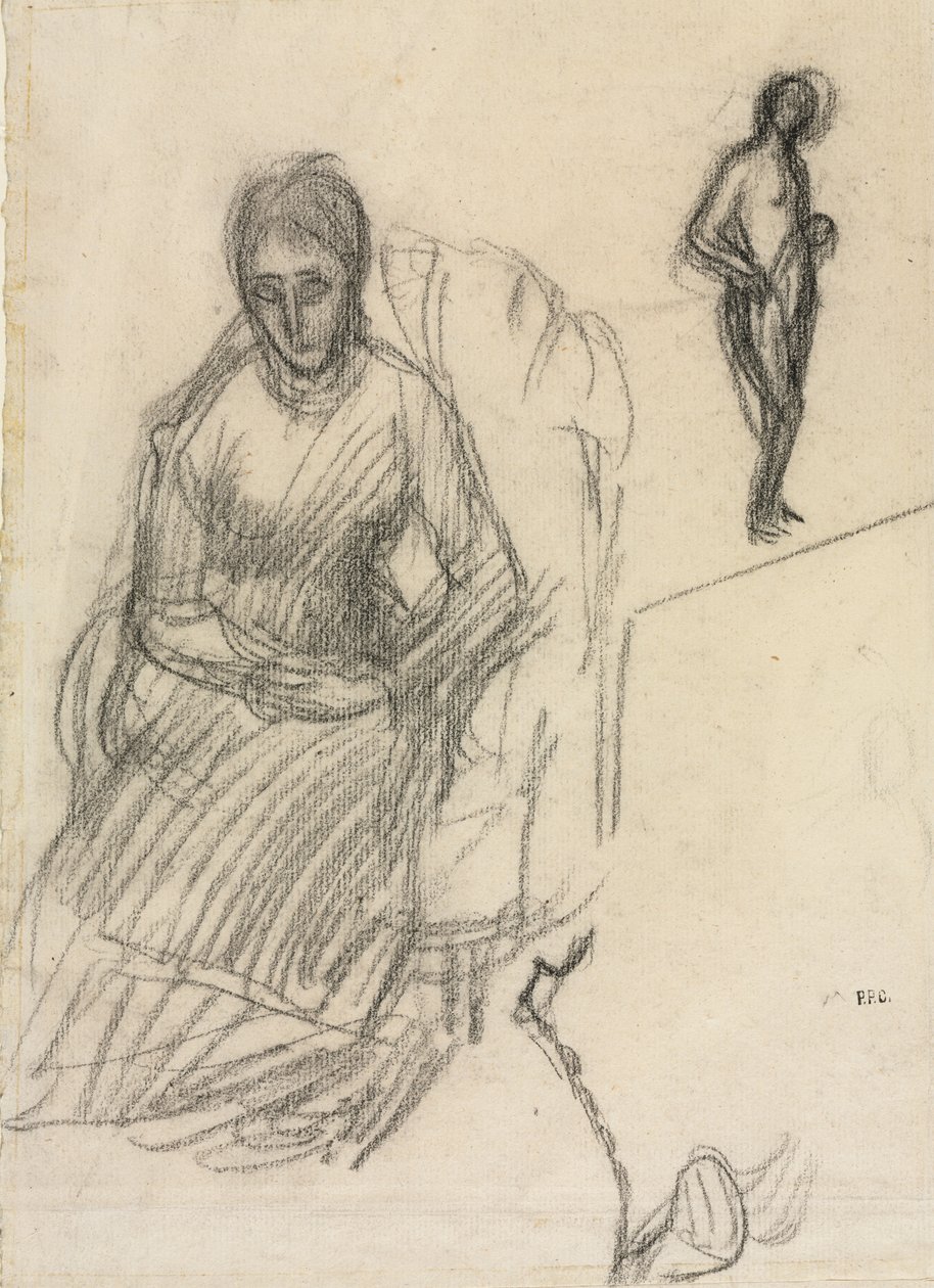 Estudio de Madame Marie Cantacuzène; Estudio de desnudo femenino de pie de Pierre Puvis de Chavannes