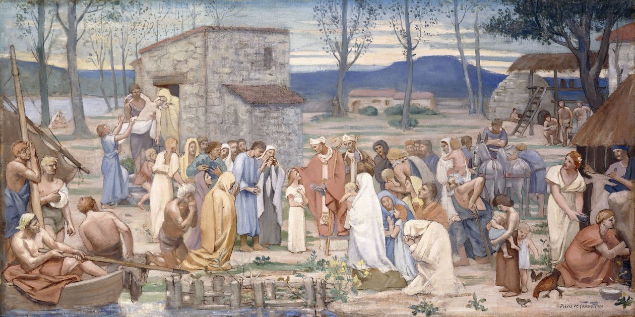 La infancia de Santa Genoveva, 1874 de Pierre Puvis de Chavannes