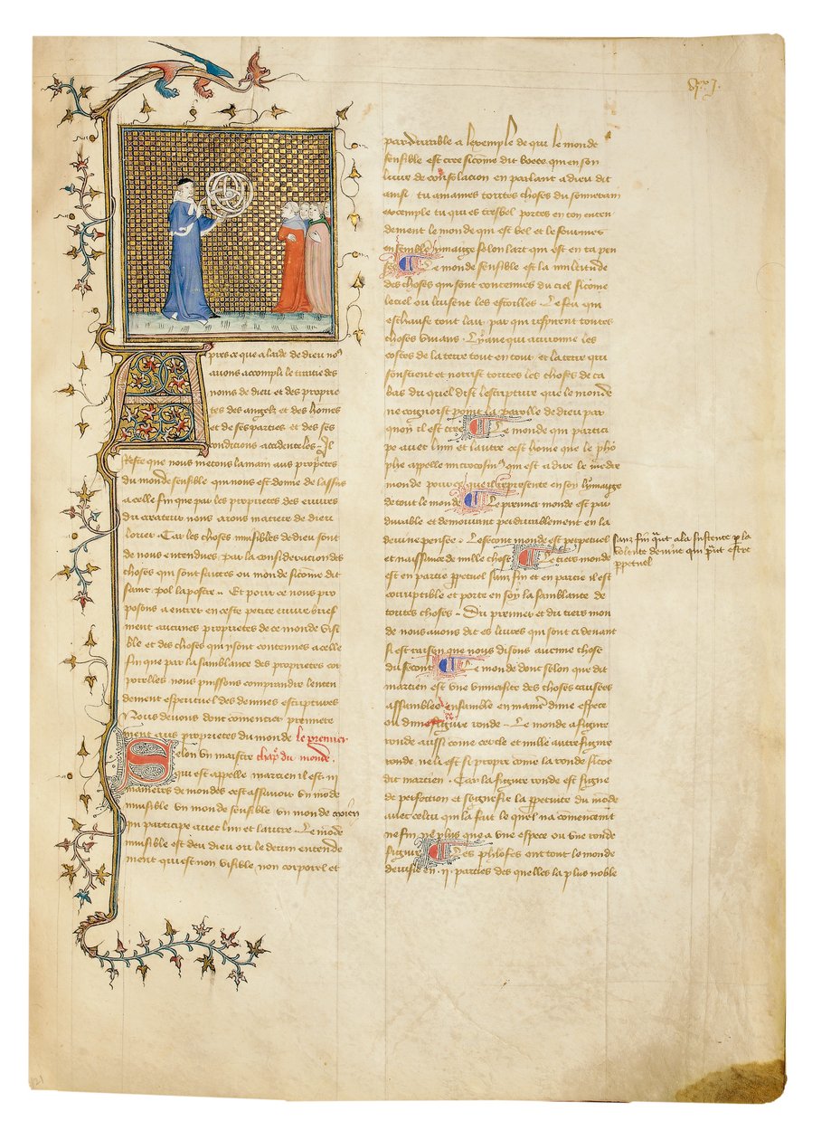 Página de "De Proprietatibus Rerum" de Bartholomeus Anglicus, en la traducción francesa de Jean Corbechon, c.1390 de Pierre Remiet