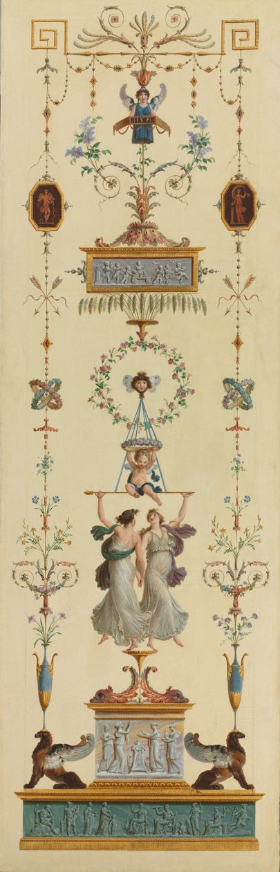 Paneles decorativos, puertas de doble hoja, pinturas sobrepuerta de Pierre Rousseau