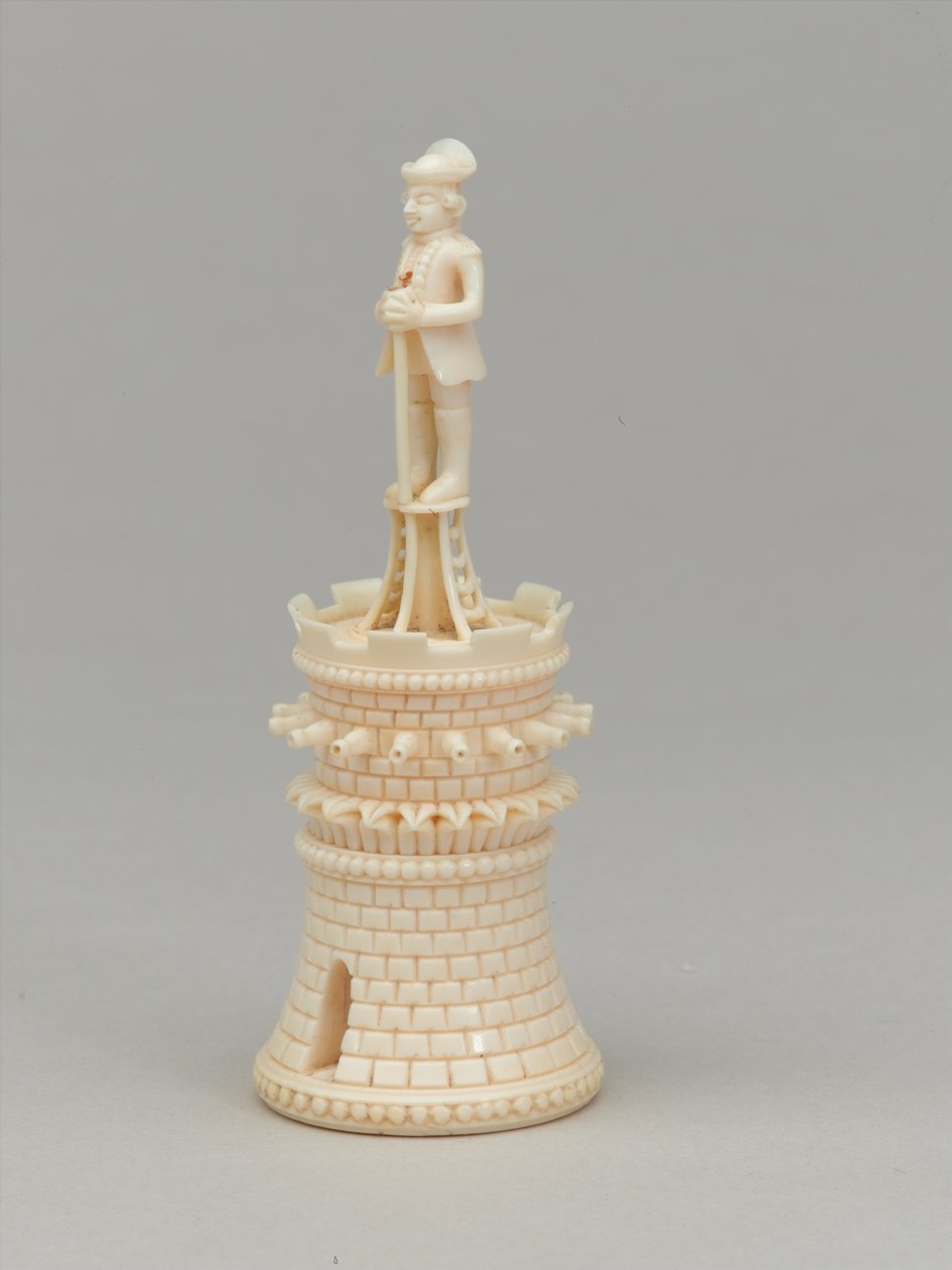 Torre blanca, pieza de ajedrez, India, circa 1820 de Pierre Simon Dequoy