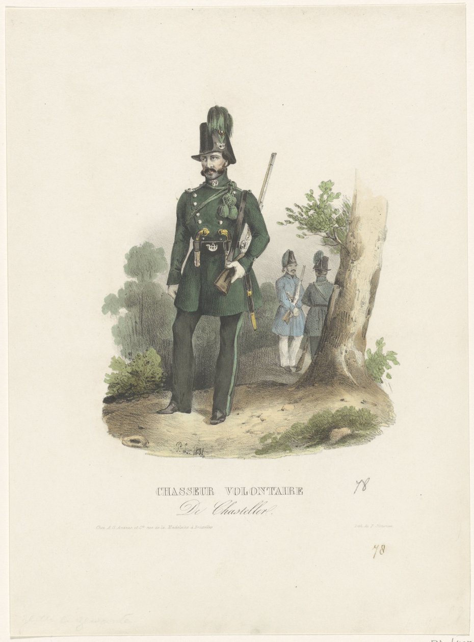 Cazador voluntario belga, 1831 Chasseur Volontaire De Chasteller (título sobre el objeto) de Pierre Simonau