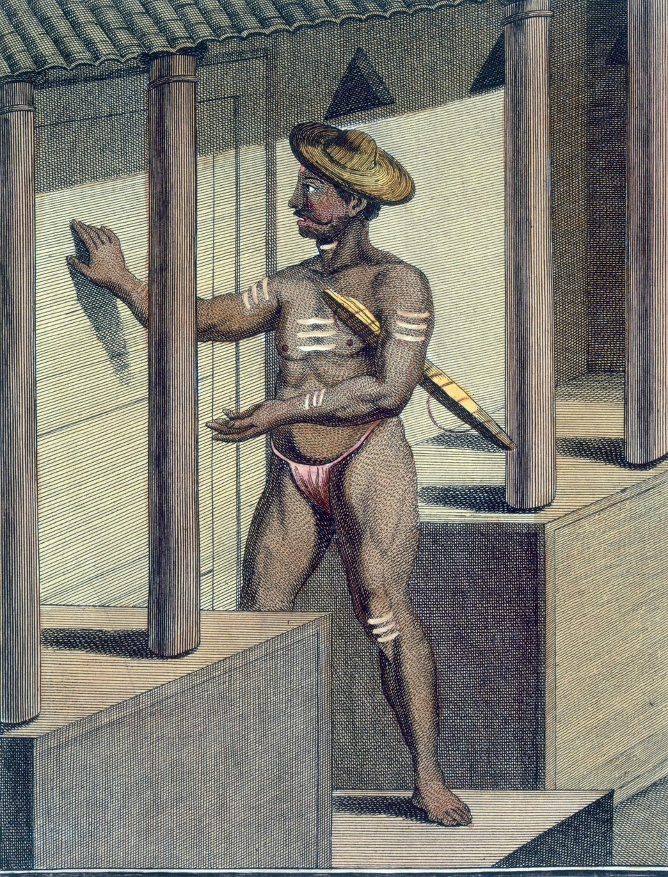 Carépatré Pandaron (devoto religioso votado al silencio), grabado por Poisson, de 