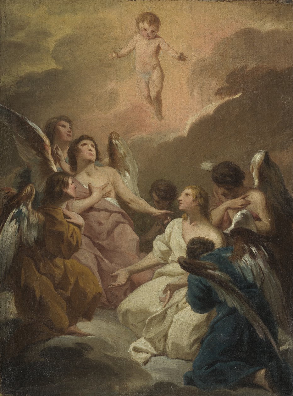 Siete ángeles adorando al Niño Jesús de Pierre Subleyras