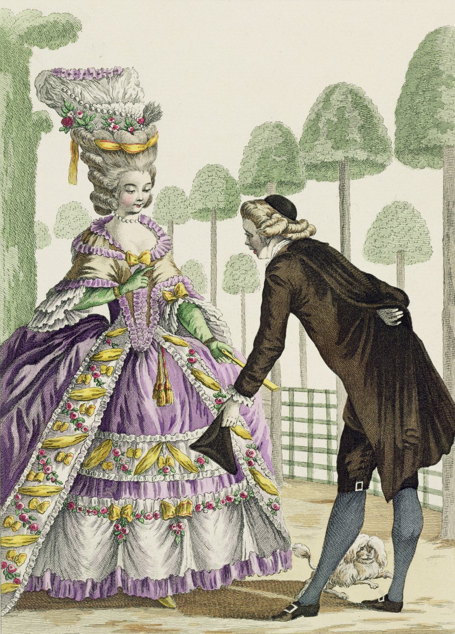 Dama con vestido lila paseando en los jardines del Palais Royal, lámina 13 de 