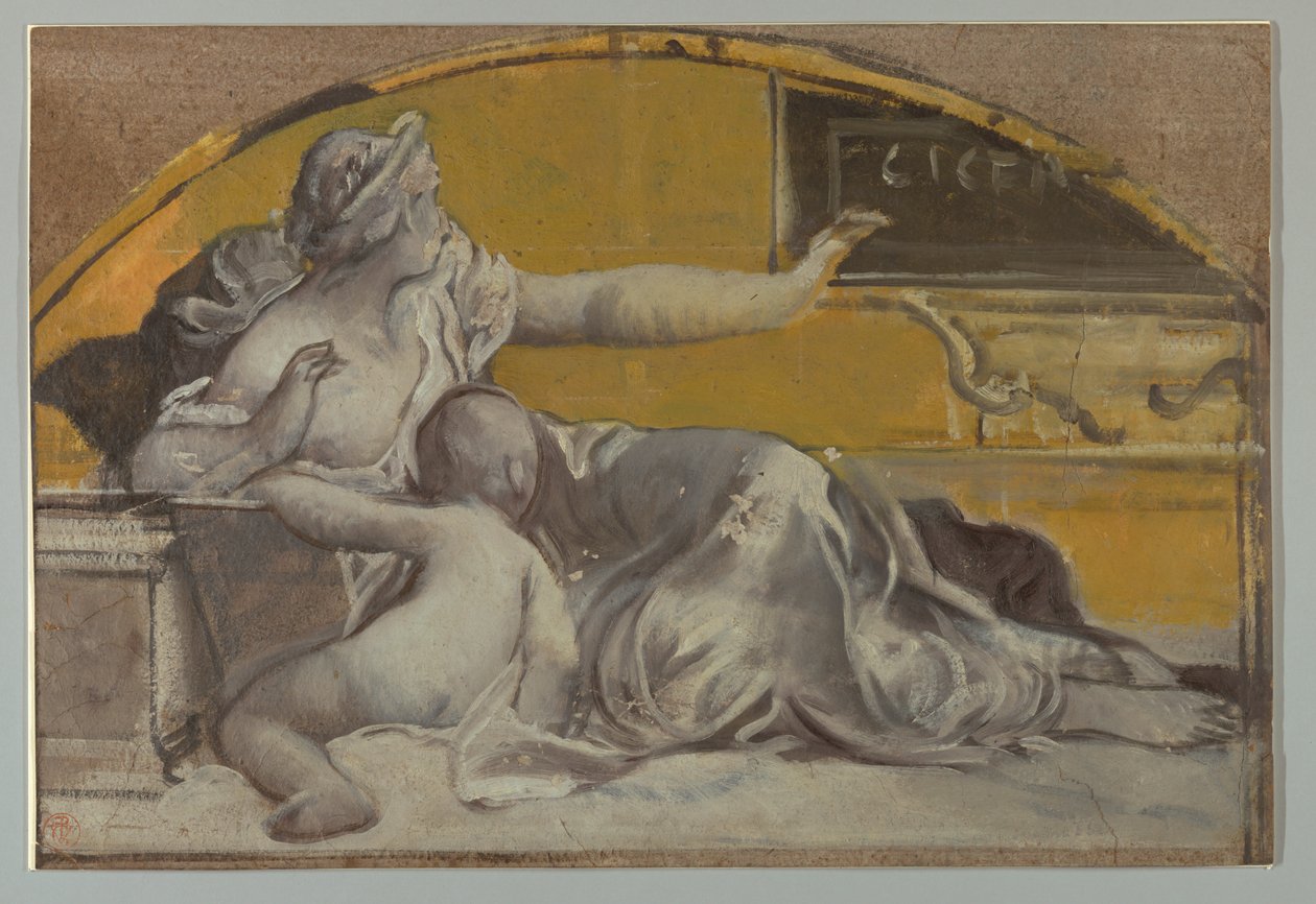 Dibujo, Estudio para tímpano en honor de Cicerón, finales del siglo XIX de Pierre Victor Galland