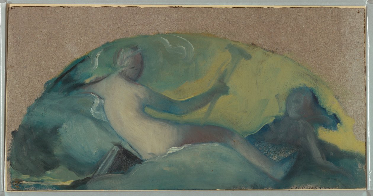 Dibujo, Estudio para un tímpano con figura reclinada, finales del siglo XIX de Pierre Victor Galland