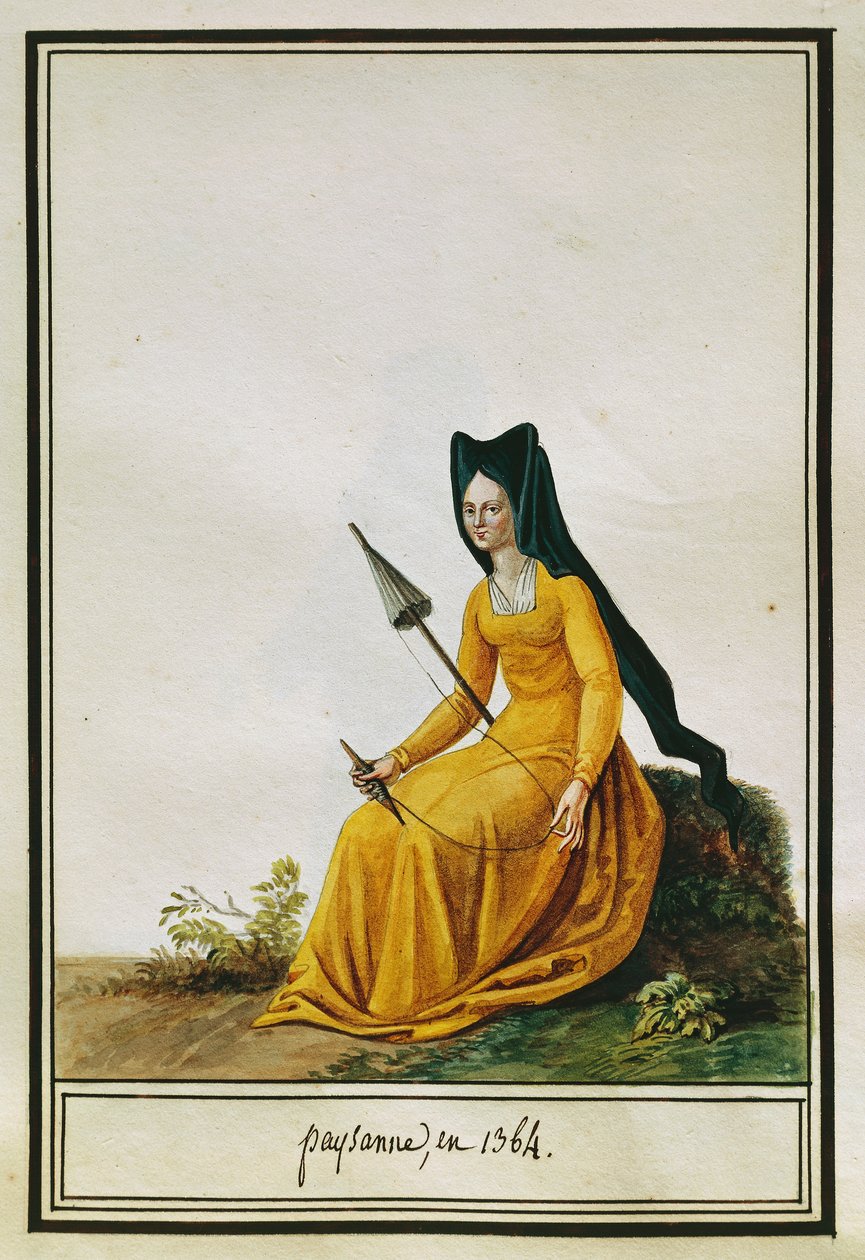Campesina Francesa Hilando de Pierre de La Mesangere