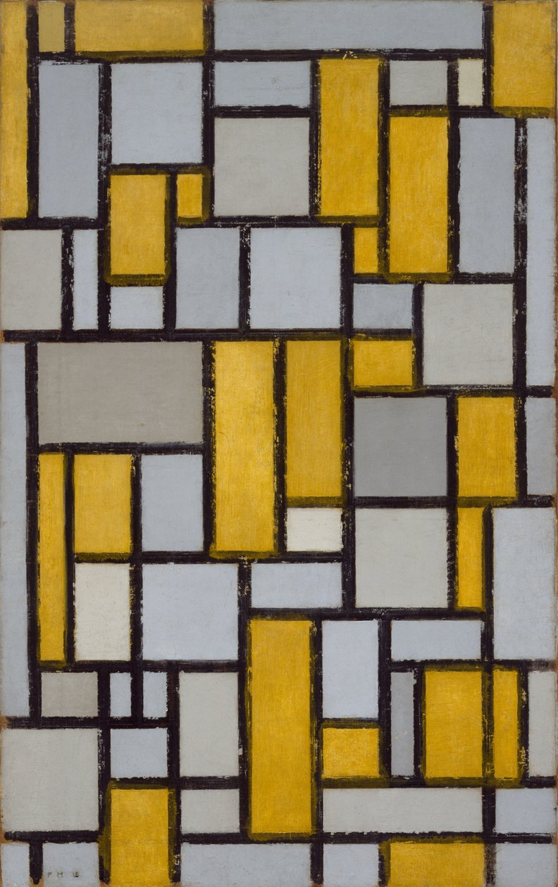 Composición con cuadrícula 1 de Piet Mondrian