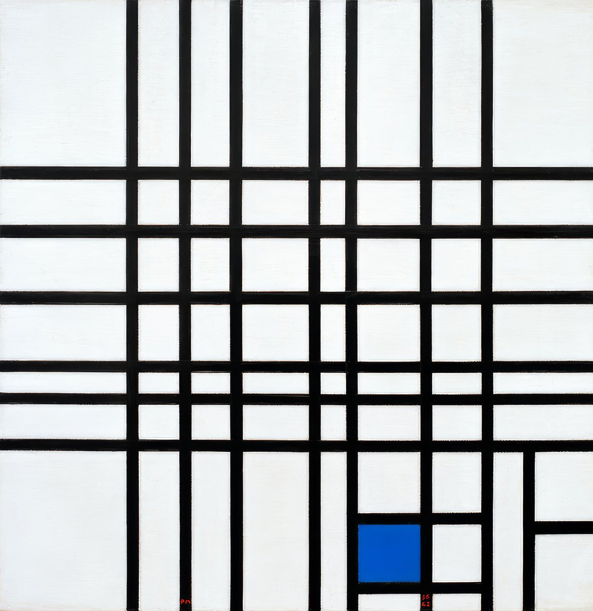 Composición N.º 12; Composición con azul de Piet Mondrian