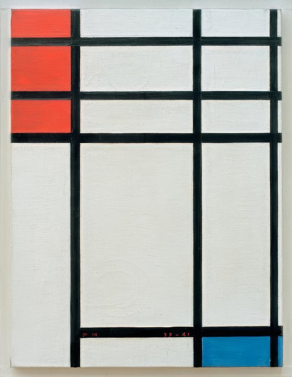 Composición en rojo, azul y blanco de Piet Mondrian