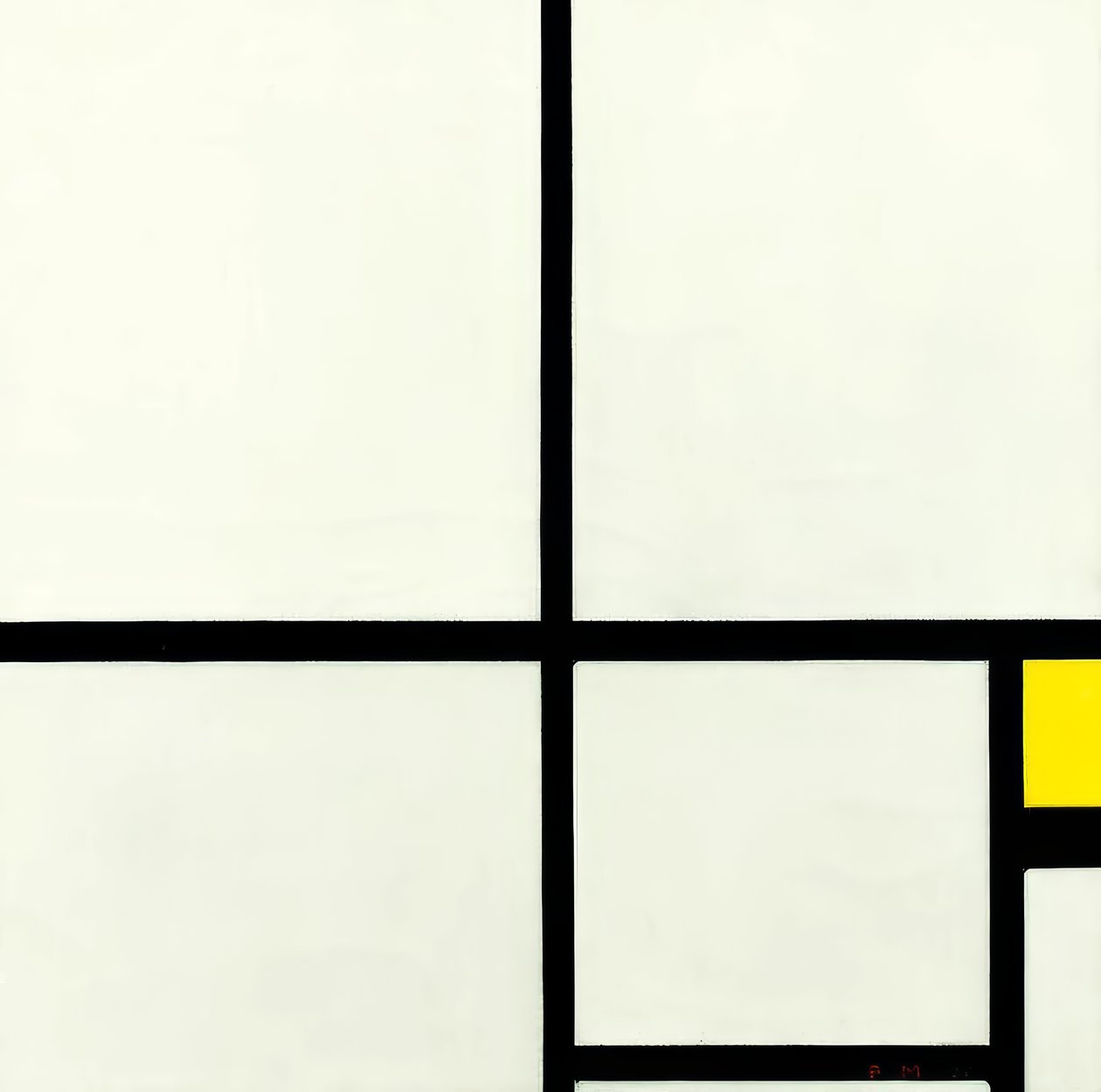 Composición con amarillo de Piet Mondrian