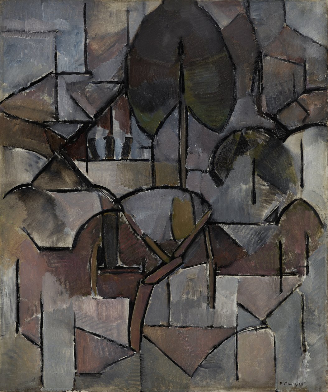 Paisaje con árboles, 1912 de Piet Mondrian