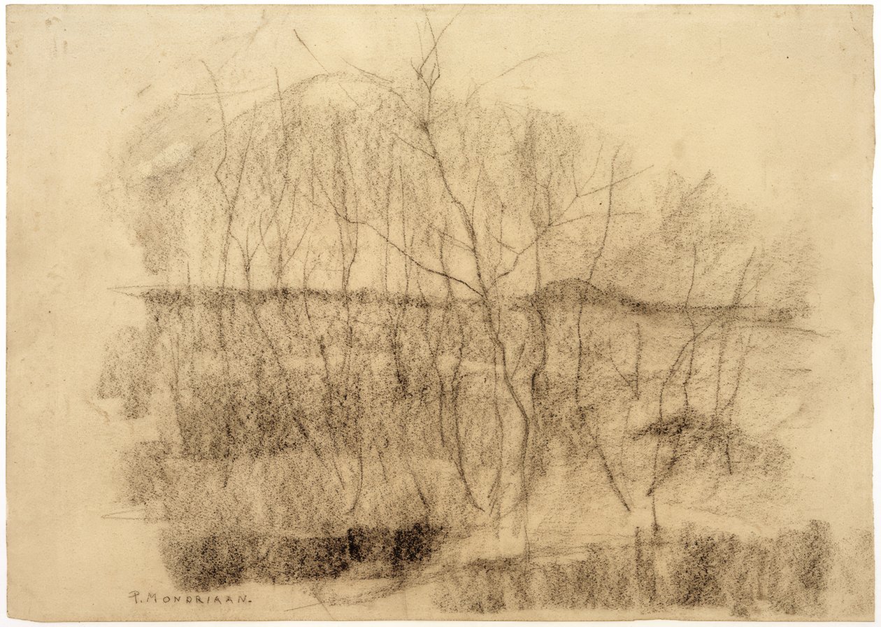 Paisaje con árboles de Piet Mondrian