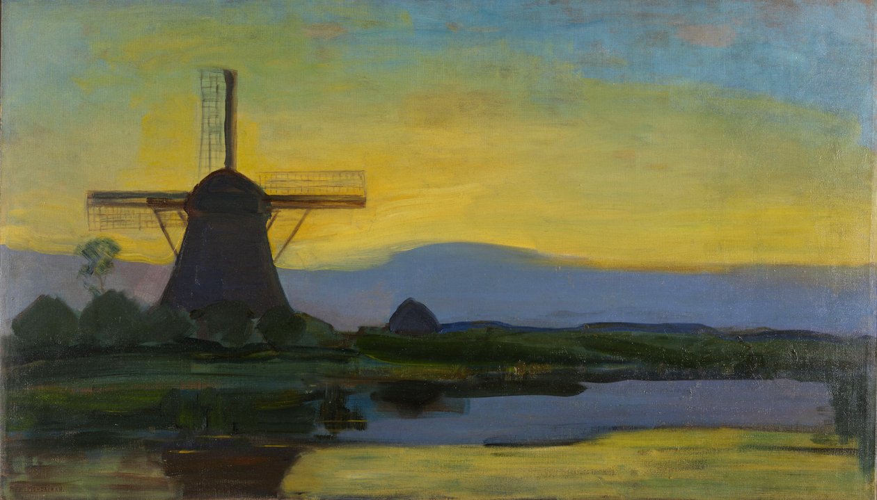 El molino de Oostzijdse de noche de Piet Mondrian