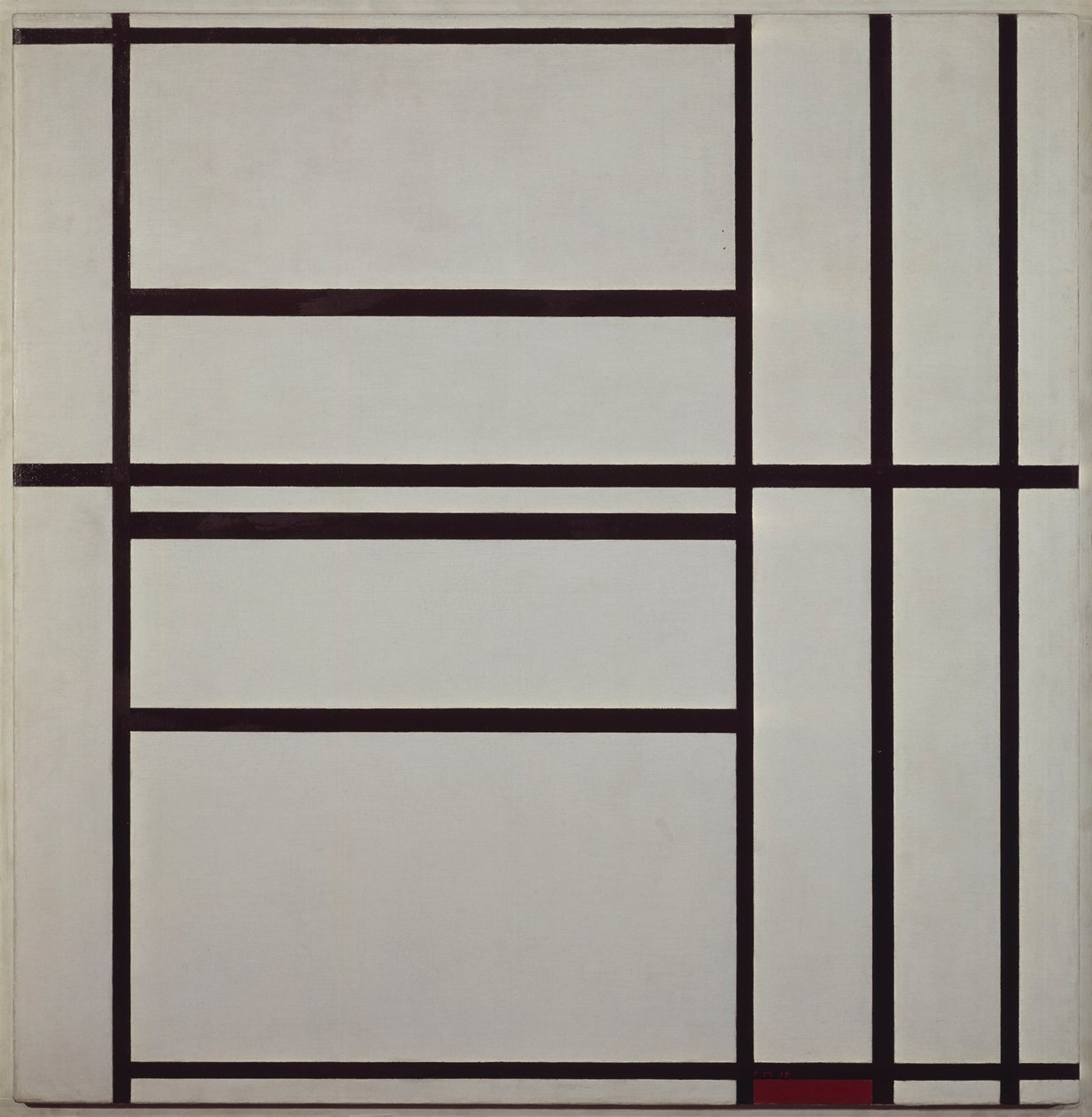 Composición No 1 con gris y rojo 1938-1939 de Piet Mondrian