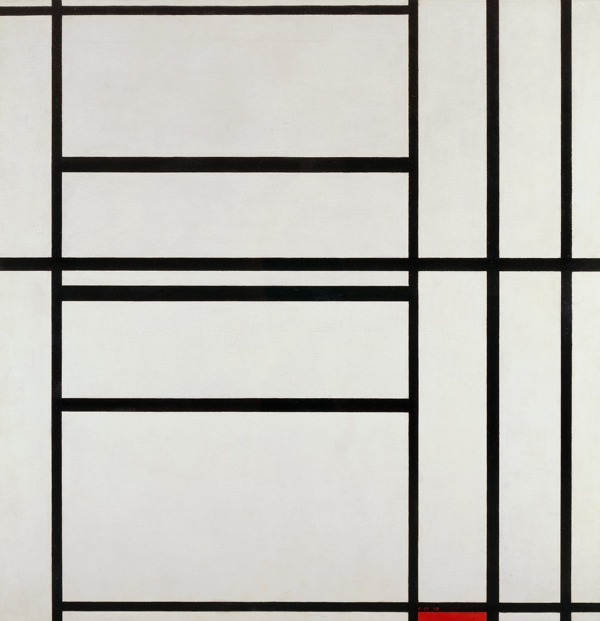Composición No 1 con gris y rojo de Piet Mondrian