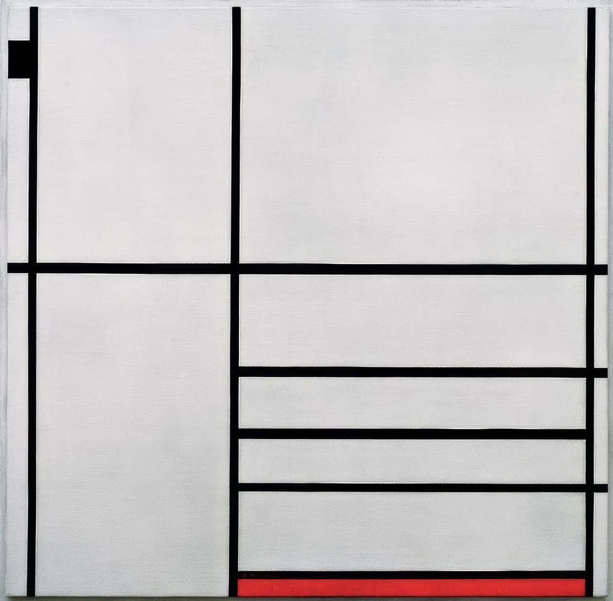 Composición en blanco, negro y rojo de Piet Mondrian